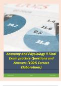 Anatomy and Physiology II Final Exam practice Questions and Answers (100% Correct Elaborations)