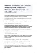 Abnormal Psychology In a Changing World Chapter 6: Dissociative Disorders, Somatic Symptom and Related Disorders Test Bank