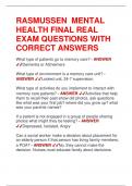 RASMUSSEN MENTAL HEALTH FINAL REAL  EXAM QUESTIONS WITH  CORRECT ANSWERS