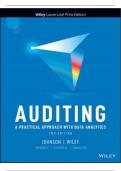 AUDITING A PRACTICAL APPROACH WITH DATA ANALYTICS 2ND EDITION BY RAYMOND N JOHNSON, LAURA DAVIS WILEY, ROBYN MORONEY, FIONA CAMPBELL, JANE HAMILTON (CHAPTER 1_16) SOLUTIONS MANUAL