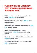 FLORIDA CIVICS LITERACY  TEST EXAM QUESTIONS AND  ANSWERS 2022 