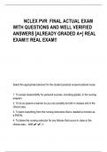 NCLEX PVR FINAL ACTUAL EXAM  WITH QUESTIONS AND WELL VERIFIED  ANSWERS [ALREADY GRADED A+] REAL  EXAM!!! REAL EXAM!!