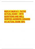 NUR 611NUR 611 PATHO  ACTUAL EXAM 1 WITH  QUESTIONS AND WELL  VERIFIED ANSWERS [GRADED  A+] ACTUAL EXAM 100%