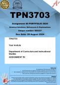 TPN3703 Assignment 50 PORTFOLIO (COMPLETE ANSWERS) 2024 (569327) - DUE 28 August 2024