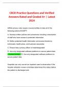 CRCR Practice Questions and Verified Answers Rated and Graded A+ | Latest 2024