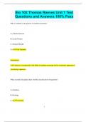 Bio 102 Thomas Reeves Unit 1 Test Questions and Answers 100% Pass