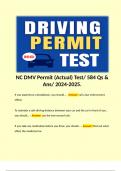 NC DMV Permit (Actual) Test/ 584 Qs & Ans/ 2024-2025. 