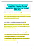 CLIA Regulations: Competency, Proficiency Testing (PT), and Inspections Questions and Answers  100% Pass