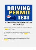 NC DMV Permit (Actual) Test/ 584 Qs & Ans/ 2024-2025. 