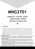 MNG3701 Assignment 1 (ANSWERS) Semester 2 2024 - DISTINCTION GUARANTEED. 