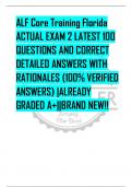 ALF Core Training Florida ACTUAL EXAM 2 LATEST 100  QUESTIONS AND CORRECT  DETAILED ANSWERS WITH  RATIONALES (100% VERIFIED  ANSWERS) |ALREADY  GRADED A+||BRAND NEW!!