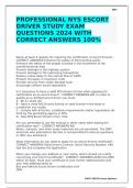 PROFESSIONAL NYS ESCORT DRIVER STUDY EXAM QUESTIONS 2024 WITH CORRECT ANSWERS 100%