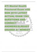 ATI Mental Health  Proctored Exam with  NGN 2019 LATEST  ACTUAL EXAM 150+  QUESTIONS AND  CORRECT  ANSWERS/ALREADY  GRADED A+ NEWEST