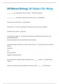 UH Manoa Biology 101 Exam 3 Dr. Wong Questions + Answers Graded A+