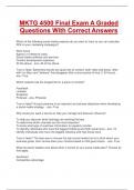 MKTG 4500 Final Exam A Graded Questions With Correct Answers