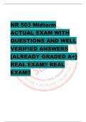 NR 503 Midterm ACTUAL EXAM WITH  QUESTIONS AND WELL  VERIFIED ANSWERS  [ALREADY GRADED A+]  REAL EXAM!! REAL  EXAM!!