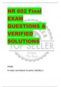 NR 602 Final  EXAM  QUESTIONS &  VERIFIED  SOLUTIONS