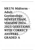 NR576 Midterm - Adult  Gerontology NEWEST EXAM  VERSION 2024- 2025 QUESTIONS  WITH CORRECT  ANSWERS  GRADED A