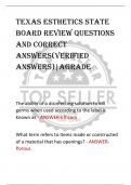 Texas Esthetics State  Board Review QUESTIONS  AND CORRECT  ANSWERS(VERIFIED  ANSWERS)|AGRADE