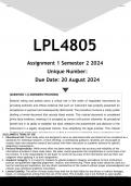 LPL4805 Assignment 1 (ANSWERS) Semester 2 2024 - DISTINCTION GUARANTEED