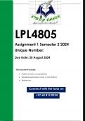 LPL4805 Assignment 1 (QUALITY ANSWERS) Semester 2 2024