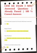 CEM 141 EXAM 3 MSU Answered Questions |  Already Passed | 100 %  Correct Answers