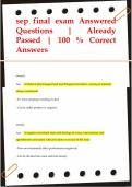 sep final exam Answered  Questions | Already  Passed | 100 % Correct  Answers