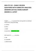 2024 ITE 152 – EXAM 2 REVIEW QUESTIONS WITH CORRECTRY ANALYZED ANSWERS (ACTUAL EXAM) ALREADY GRADED A+ LATEST     