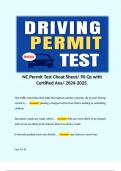 NC Permit Test Cheat Sheet/ 90 Qs with Certified Ans/ 2024-2025. 