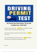 NC Permit Test Cheat Sheet/ 90 Qs with Certified Ans/ 2024-2025. 