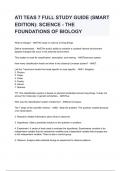 ATI TEAS 7 FULL STUDY GUIDE (SMART EDITION): SCIENCE - THE FOUNDATIONS OF BIOLOGY questions and answers guaranteed pass 2024/2025