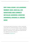 EMT FINAL EXAM 2 JB LEARNING NEWEST 2024- 2025 ALL 230 QUESTIONS AND CORRECT DETAILED ANSWERS (VERIFIED ANSWERS)| GRADED A+| 