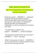 QMA INSULIN PRACTICE  Set Test Questions And Revised  Correct Answers