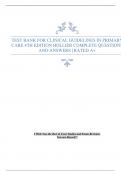 TEST BANK FOR CLINICAL GUIDELINES IN PRIMARY CARE 4TH EDITION HOLLIER COMPLETE QUESTIONS AND ANSWERS | RATED A+