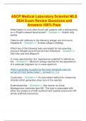 ASCP Medical Laboratory Scientist MLS 2024 Exam Review Questions and Answers 100% Pass