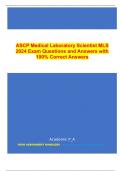 ASCP Medical Laboratory Scientist MLS 2024 Exam Questions with 100% Correct Answers