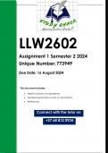 LLW2602 Assignment 1 (QUALITY ANSWERS) Semester 2 2024