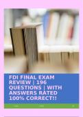 FDI FINAL EXAM REVIEW | 196 QUESTIONS | WITH  ANSWERS RATED 100% CORRECT!!