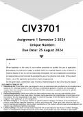 CIV3701 Assignment 1 (ANSWERS) Semester 2 2024 - DISTINCTION GUARANTEED