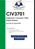 CIV3701 Assignment 1 (QUALITY ANSWERS) Semester 2 2024