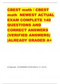 CBEST math / CBEST  math NEWEST ACTUAL  EXAM COMPLETE 140  QUESTIONS AND  CORRECT ANSWERS  (VERIFIED ANSWERS)  |ALREADY GRADED A+