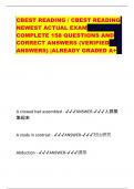 CBEST READING / CBEST READING  NEWEST ACTUAL EXAM  COMPLETE 158 QUESTIONS AND  CORRECT ANSWERS (VERIFIED  ANSWERS) |ALREADY GRADED A+