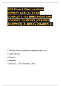 NCE Form A Practice Exam NEWEST ACTUAL EXAM  COMPLETE 159 QUESTIONS AND  CORRECT ANSWERS (VERIFIED  ANSWERS) |ALREADY GRADED A+