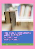 ICN QUIZ 1 QUESTIONS WITH ALREADY SCORED A+ SOLUTIONS!!