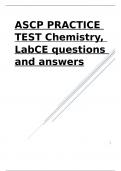 ASCP PRACTICE TEST Chemistry, LabCE questions and answers.