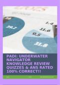 PADI: UNDERWATER NAVIGATOR KNOWLEDGE REVIEW QUIZZES & ANS RATED 100% CORRECT!!