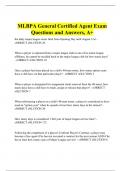 MLBPA General Certified Agent Exam Questions and Answers, A+