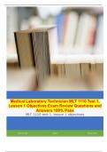 Medical Laboratory Technician MLT 1110 Test 1, Lesson 1 Objectives Exam Review Questions and Answers 100% Pass