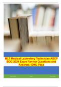 MLT Medical Laboratory Technician ASCP BOC 2024 Exam Review Questions and Answers 100% Pass