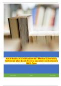 ASCP Board of Certification MLT Medical Laboratory Technician 2024 Exam Review Questions and Answers 100% Pass